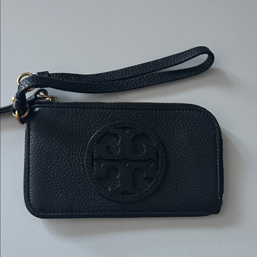 Tory Burch Black Pebbled Card Holder